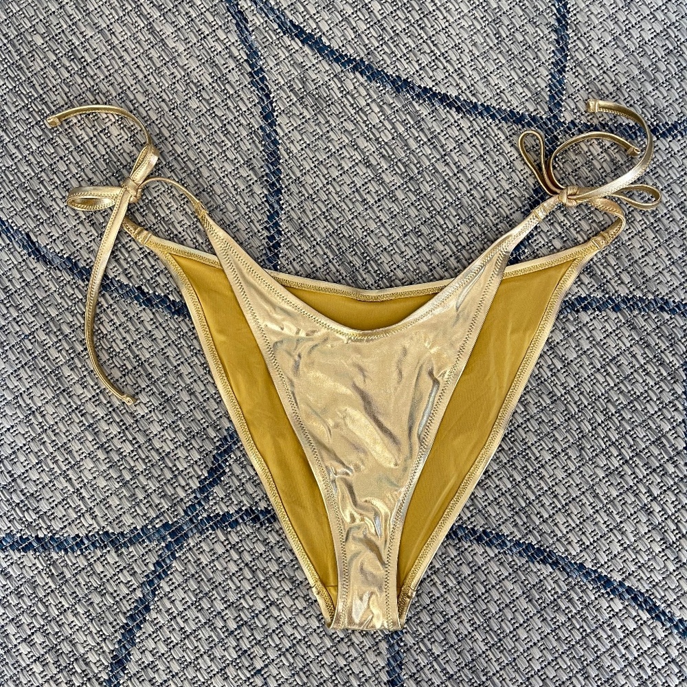 SKIMS METALLIC SWIM DIPPED TIE BOTTOMS